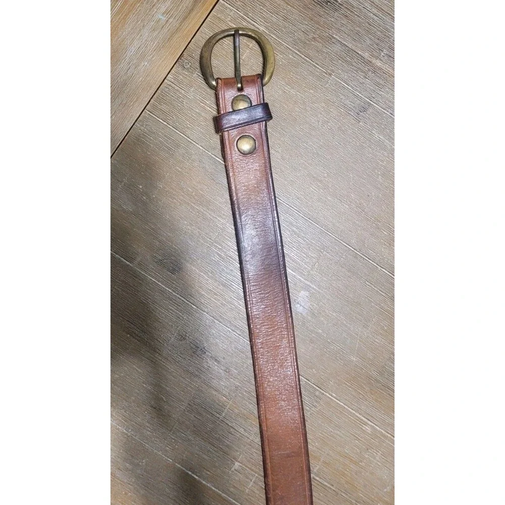 Triple K Brown Leather Belt 213-30  Solid Brass Buckle 32 Waist Size